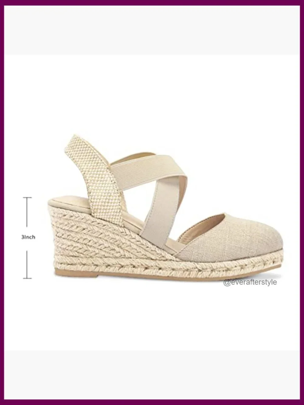 Women's Closed Toe Crisscross Elastic Ankle Strap Platform Espadrille Wedge